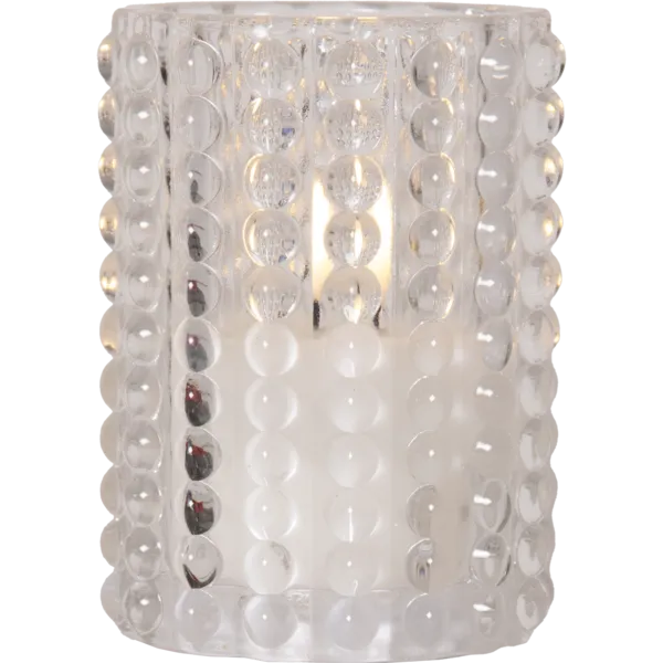 Świeca LED szklana woskowa FLAMME DOTTY 13cm na baterie — zdjęcie 6