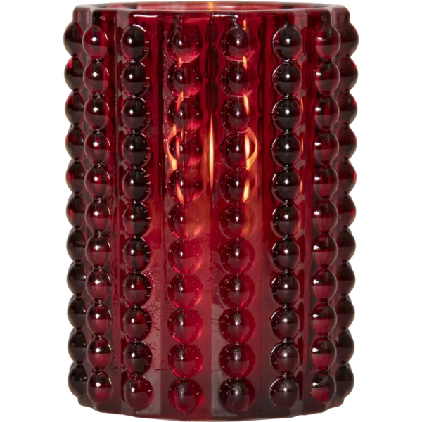 Świeca LED szklana woskowa FLAMME DOTTY Czerwona 12,5cm na baterie — zdjęcie 6