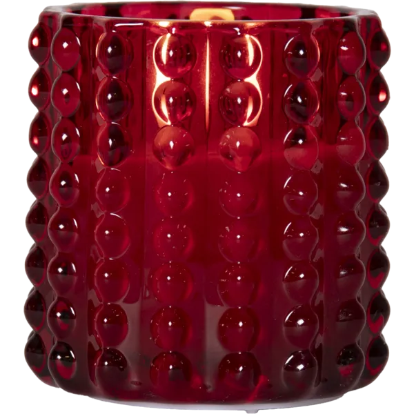 Świeca LED szklana woskowa FLAMME DOTTY Czerwona 9,5cm na baterie — zdjęcie 6