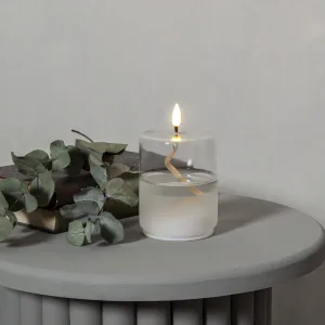 Świeca LED szklana woskowa FLAMME FLOAT 13cm na baterie