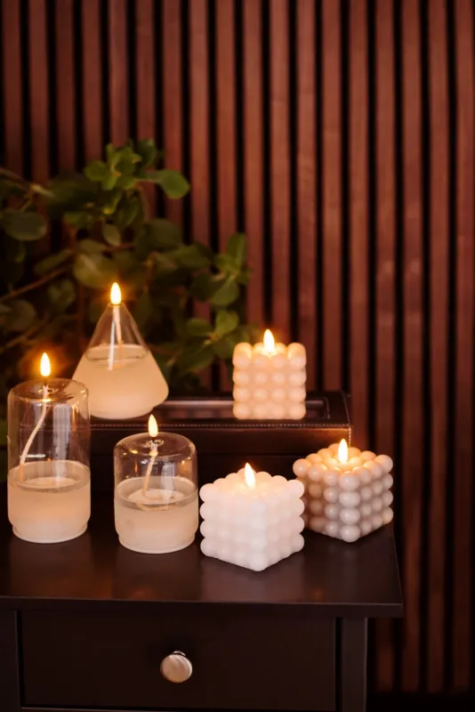 Świeca LED szklana woskowa FLAMME FLOAT 13cm na baterie — zdjęcie 5