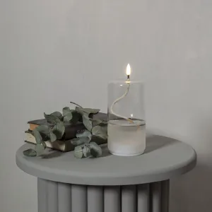 Świeca LED szklana woskowa FLAMME FLOAT 17,5cm na baterie