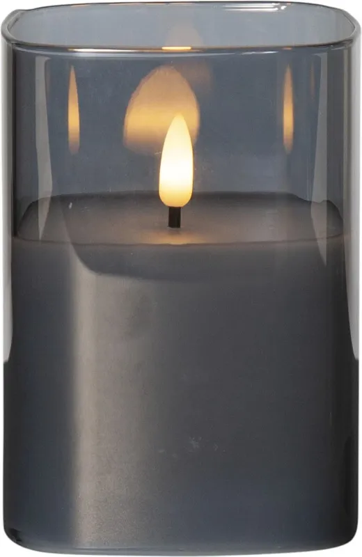 Świeca LED szklana woskowa FLAMME GLASS Czarna 12,5cm na baterie — zdjęcie 2