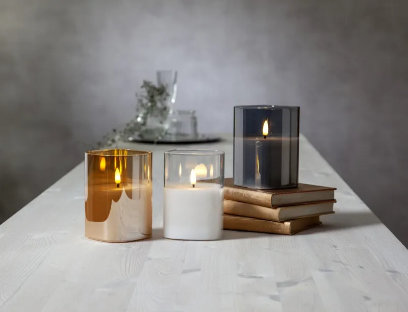 Świeca LED szklana woskowa FLAMME GLASS Czarna 12,5cm na baterie — zdjęcie 5