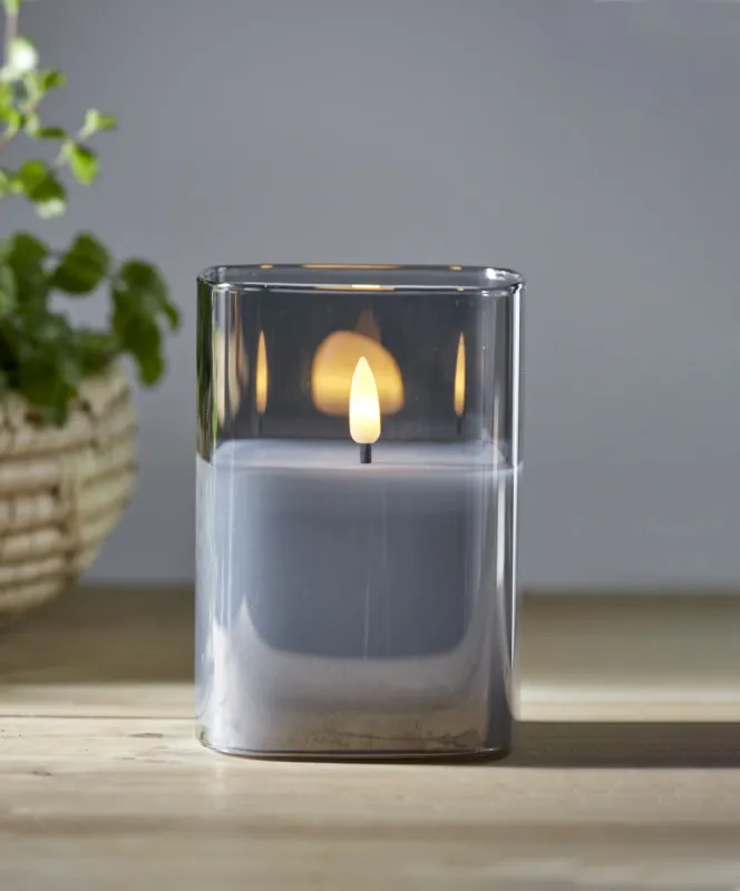 Świeca LED szklana woskowa FLAMME GLASS Czarna 12,5cm na baterie — zdjęcie 7