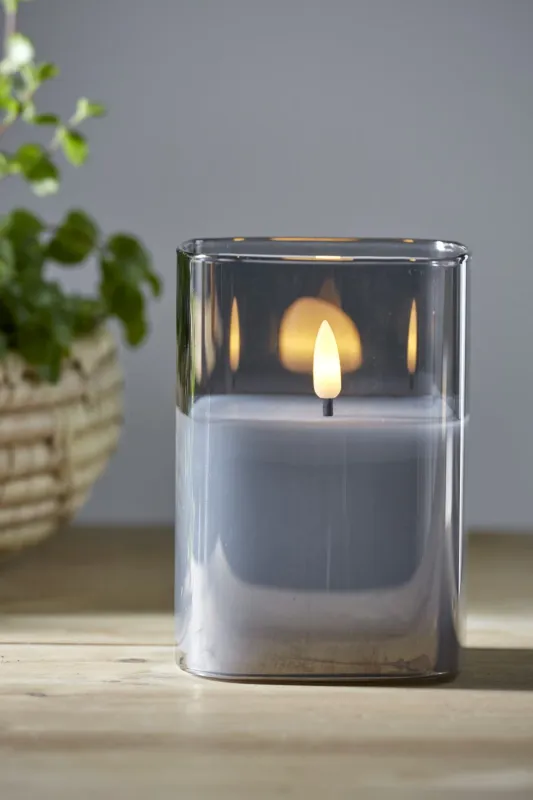 Świeca LED szklana woskowa FLAMME GLASS Czarna 12,5cm na baterie — zdjęcie 8