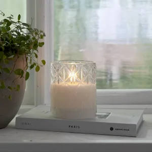 Świeca LED szklana woskowa FLAMME ROMB 10cm na baterie