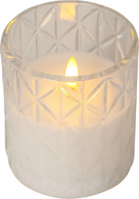 Świeca LED szklana woskowa FLAMME ROMB 10cm na baterie — zdjęcie 2