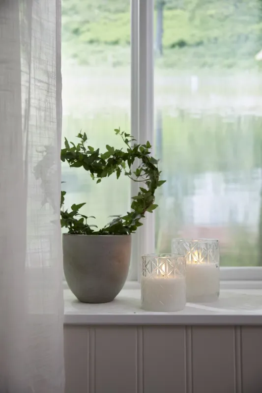 Świeca LED szklana woskowa FLAMME ROMB 10cm na baterie — zdjęcie 5