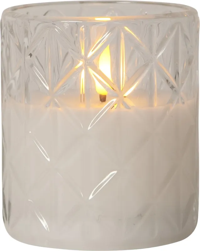 Świeca LED szklana woskowa FLAMME ROMB 10cm na baterie — zdjęcie 8