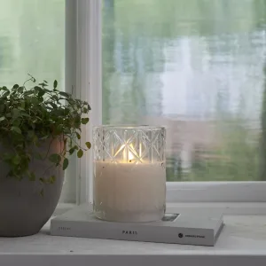 Świeca LED szklana woskowa FLAMME ROMB 12,5cm na baterie