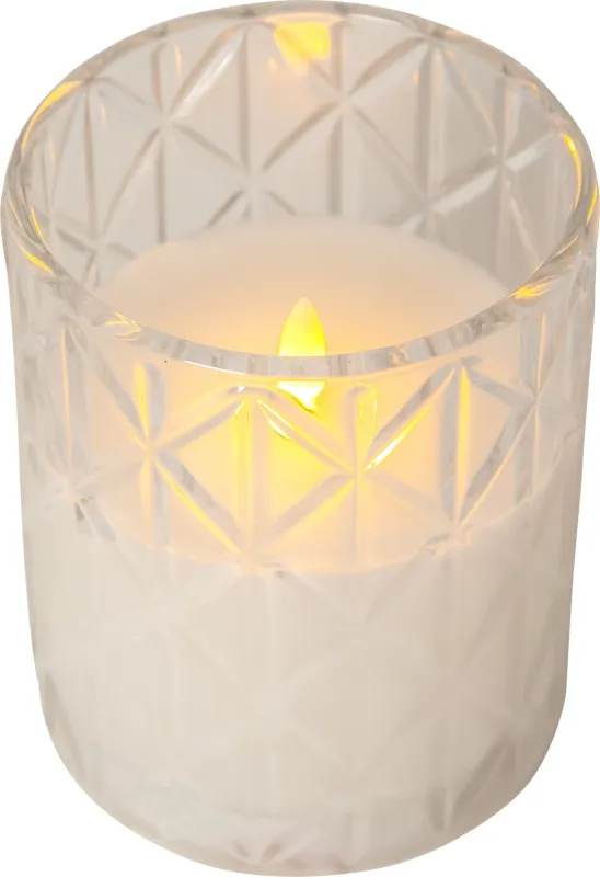 Świeca LED szklana woskowa FLAMME ROMB 12,5cm na baterie — zdjęcie 2