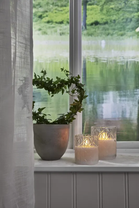 Świeca LED szklana woskowa FLAMME ROMB 12,5cm na baterie — zdjęcie 6