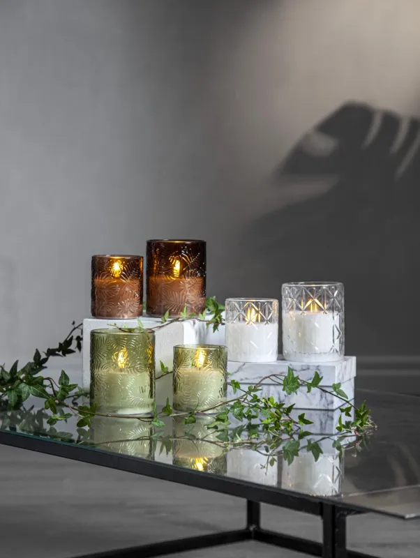 Świeca LED szklana woskowa FLAMME ROMB 12,5cm na baterie — zdjęcie 7