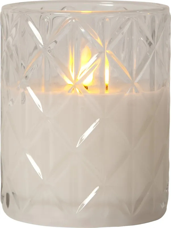 Świeca LED szklana woskowa FLAMME ROMB 12,5cm na baterie — zdjęcie 8