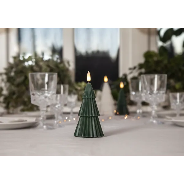 Świeca LED woskowa Choinka FLAMME GRANY Zielona 15cm na baterie — zdjęcie 6