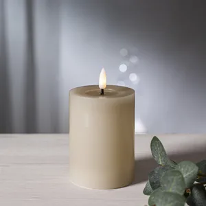 Świeca LED woskowa FLAMME FLOW Beżowa 12,5cm 1500h na baterie