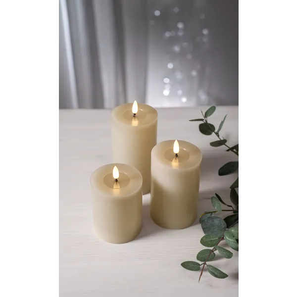Świeca LED woskowa FLAMME FLOW Beżowa 17,5cm 1500h na baterie — zdjęcie 7