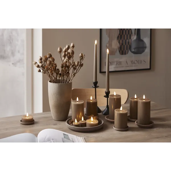 Świeca LED woskowa FLAMME FLOW Brązowo-szara 17,5cm 1500h na baterie — zdjęcie 7