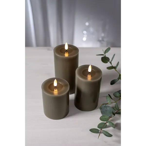 Świeca LED woskowa FLAMME FLOW Brązowo-szara 17,5cm 1500h na baterie — zdjęcie 8