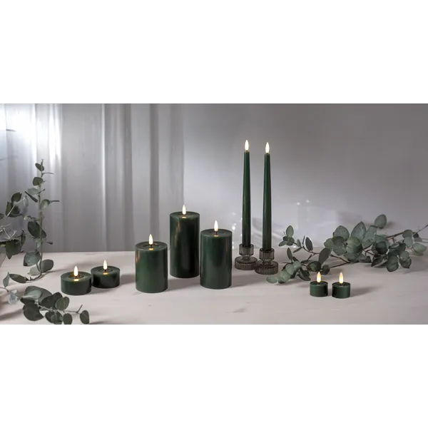 Świeca LED woskowa FLAMME FLOW Zielona 12,5cm 1500h na baterie — zdjęcie 8