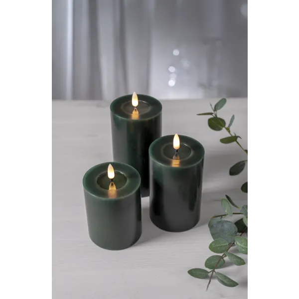 Świeca LED woskowa FLAMME FLOW Zielona 17,5cm 1500h na baterie — zdjęcie 5