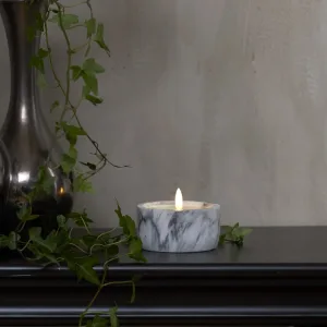 Świeca LED woskowa FLAMME MARBLE marmurowa 7,5cm na baterie
