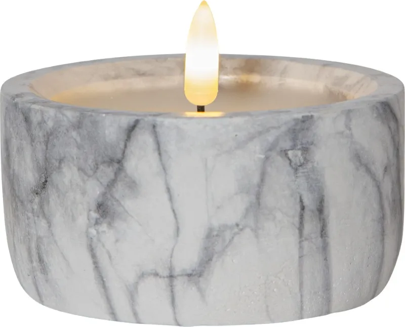 Świeca LED woskowa FLAMME MARBLE marmurowa 7,5cm na baterie — zdjęcie 2