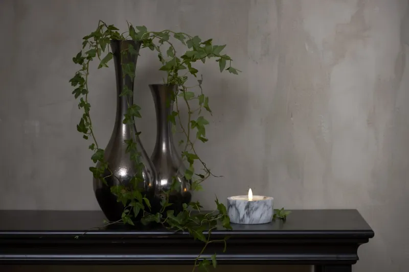 Świeca LED woskowa FLAMME MARBLE marmurowa 7,5cm na baterie — zdjęcie 6