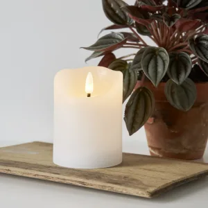 Świeca LED woskowa FLAMME RUSTIC Biała 10cm na baterie