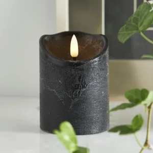 Świeca LED woskowa FLAMME RUSTIC Czarna 10cm na baterie