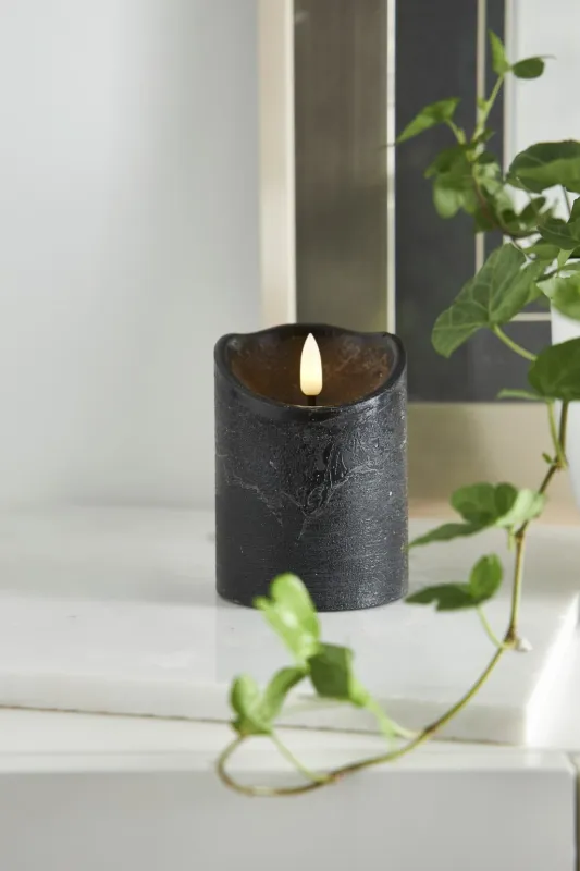 Świeca LED woskowa FLAMME RUSTIC Czarna 10cm na baterie — zdjęcie 4