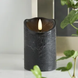 Świeca LED woskowa FLAMME RUSTIC Czarna 12,5cm na baterie