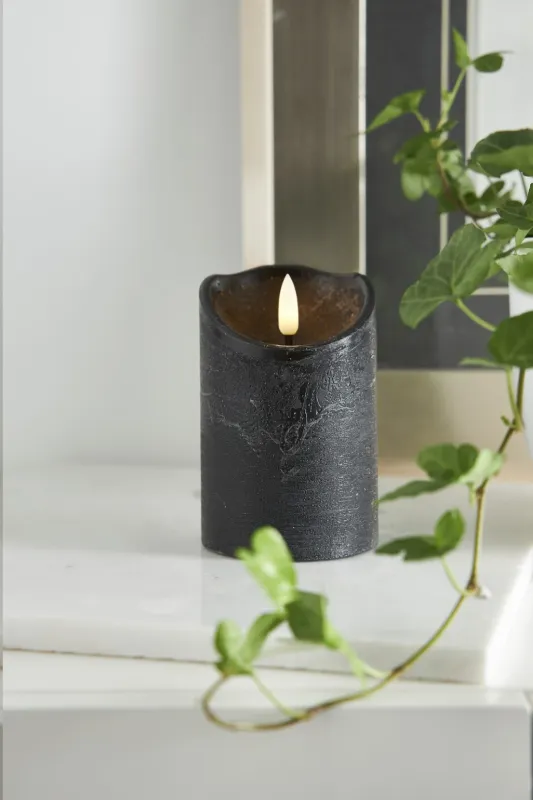 Świeca LED woskowa FLAMME RUSTIC Czarna 12,5cm na baterie — zdjęcie 4