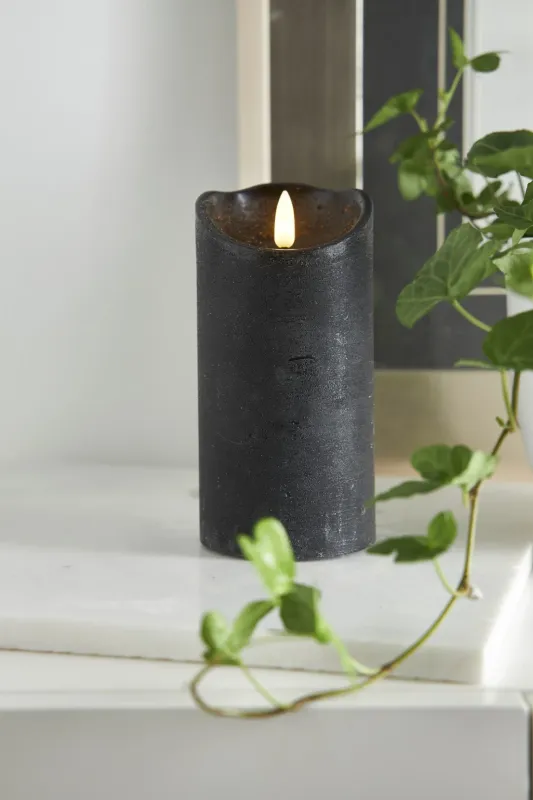 Świeca LED woskowa FLAMME RUSTIC Czarna 15cm na baterie — zdjęcie 4