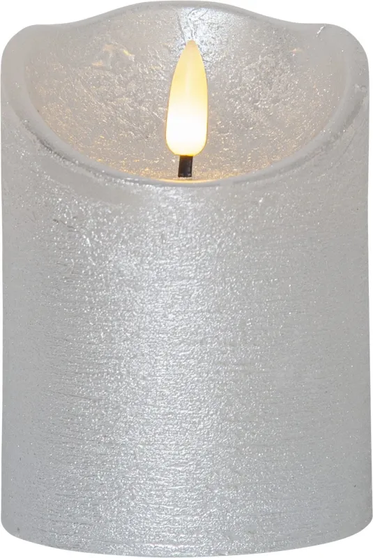 Świeca LED woskowa FLAMME RUSTIC Srebrna 10cm na baterie — zdjęcie 2