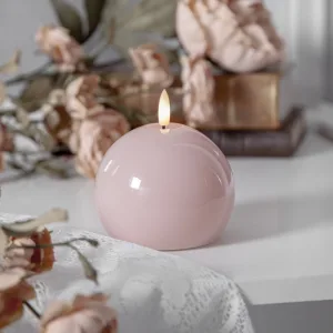 Świeca LED woskowa FLAMME SHINE Różowa 11cm na baterie