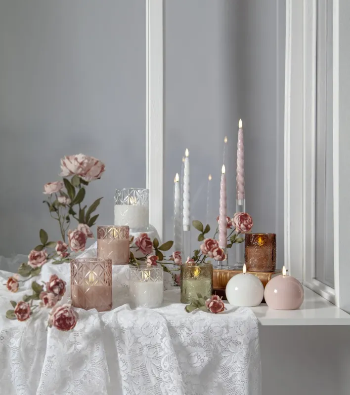 Świeca LED woskowa FLAMME SHINE Różowa 11cm na baterie — zdjęcie 5
