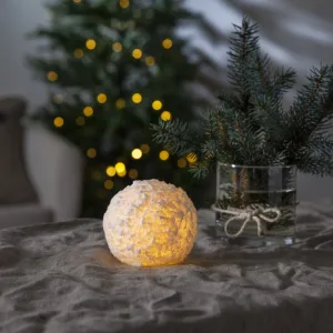 Świeca LED woskowa SNOWBALL Biała śnieżka 9cm na baterie