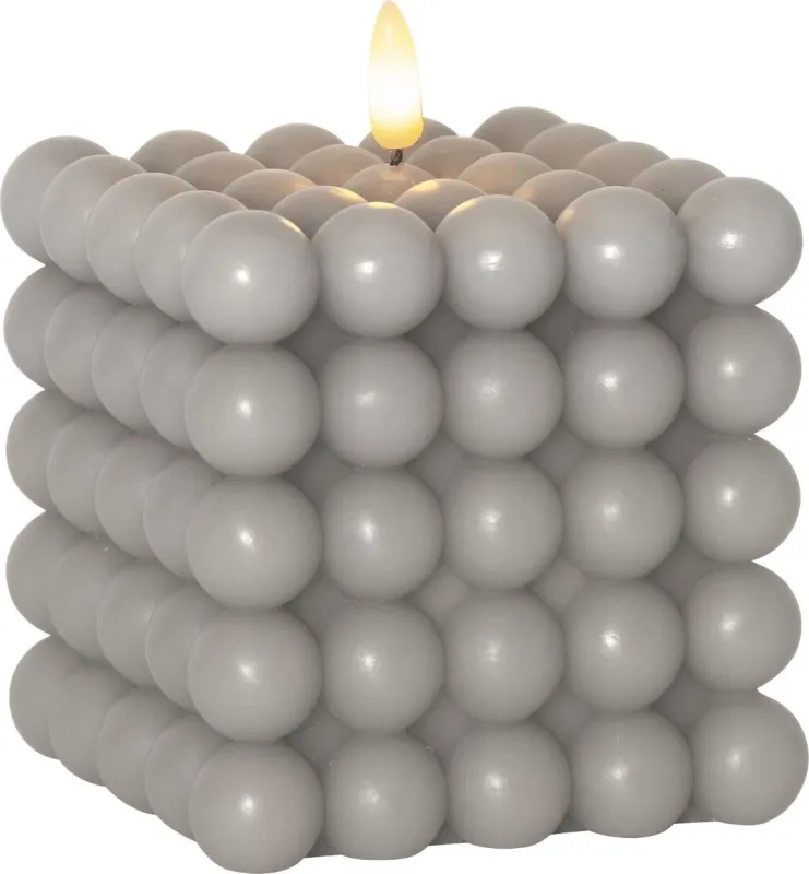 Świeca LED woskowa filarowa FLAMME DOT Szara 12,5cm na baterie — zdjęcie 2
