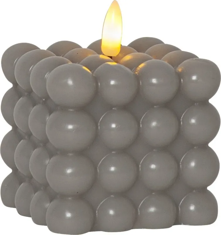 Świeca LED woskowa filarowa FLAMME DOT Szara 9,5cm na baterie — zdjęcie 2