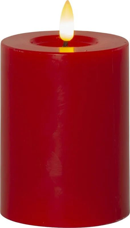 Świeca LED woskowa filarowa FLAMME FLOW Czerwona 12,5cm 1500h na baterie — zdjęcie 2