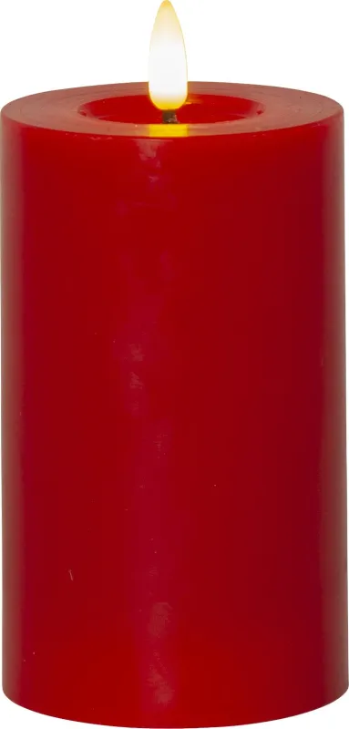 Świeca LED woskowa filarowa FLAMME FLOW Czerwona 15cm 1500h na baterie — zdjęcie 2