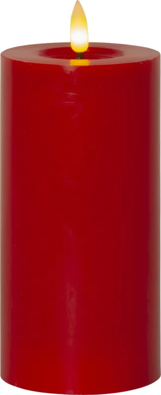 Świeca LED woskowa filarowa FLAMME FLOW Czerwona 17,5cm 1500h na baterie — zdjęcie 2