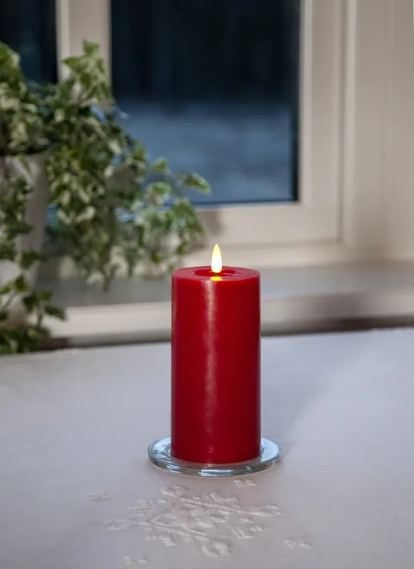 Świeca LED woskowa filarowa FLAMME FLOW Czerwona 17,5cm 1500h na baterie — zdjęcie 10
