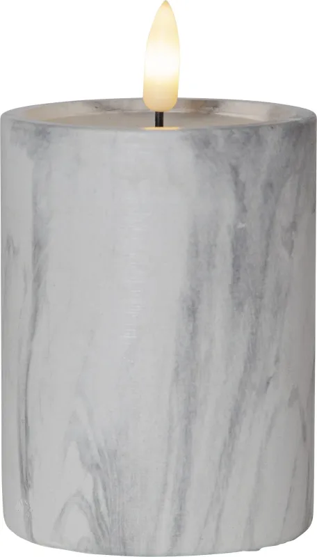 Świeca LED woskowa filarowa FLAMME MARBLE marmurowa 12,5cm na baterie — zdjęcie 2
