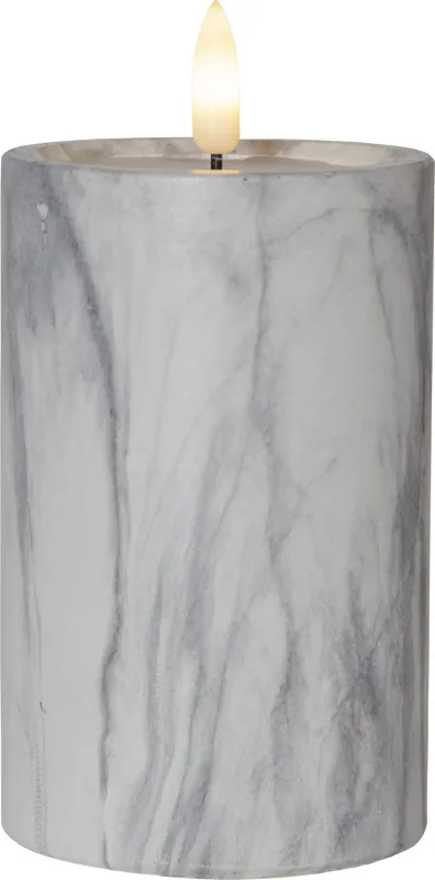 Świeca LED woskowa filarowa FLAMME MARBLE marmurowa 15cm na baterie — zdjęcie 2