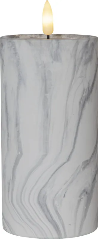 Świeca LED woskowa filarowa FLAMME MARBLE marmurowa 17,5cm na baterie — zdjęcie 2