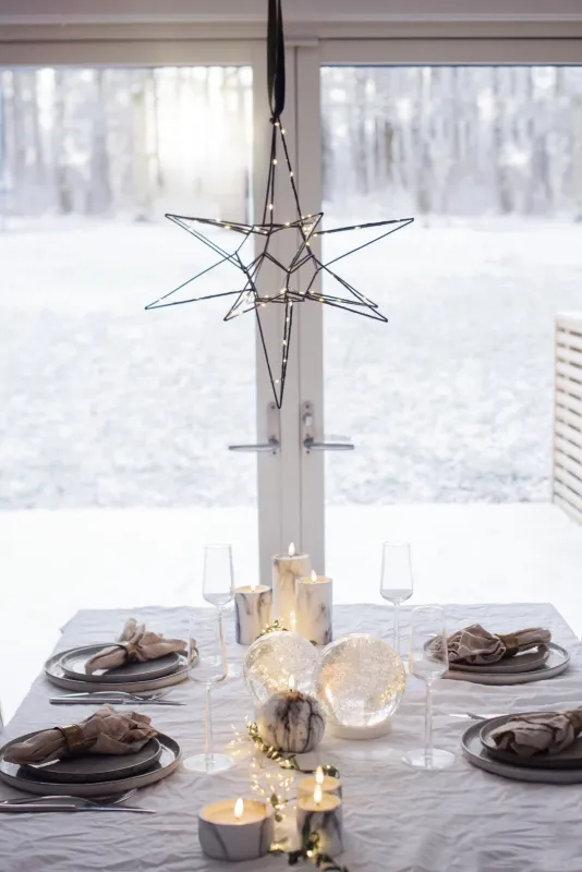 Świeca LED woskowa filarowa FLAMME MARBLE marmurowa 17,5cm na baterie — zdjęcie 9