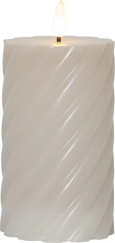Świeca LED woskowa filarowa FLAMME SWIRL Beżowa 15cm na baterie — zdjęcie 6